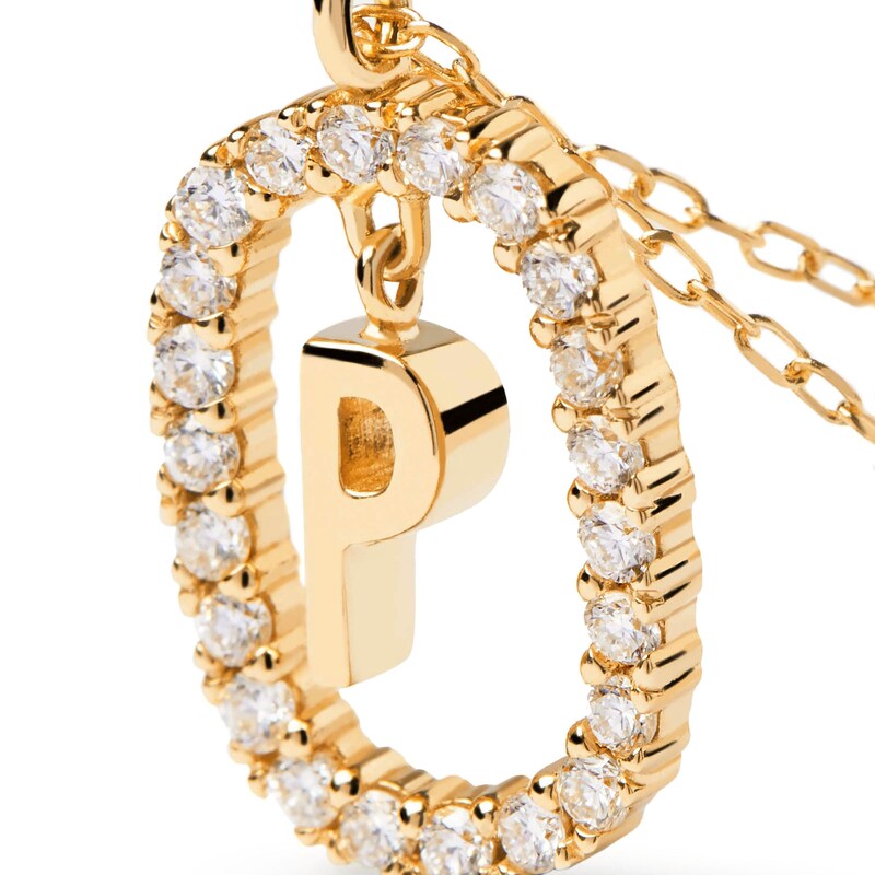 Main Image 4 of 1/4 CT. T.W. Lab-Grown Diamond Open Frame "P" Initial Pendant in 14K Gold - 19.5"
