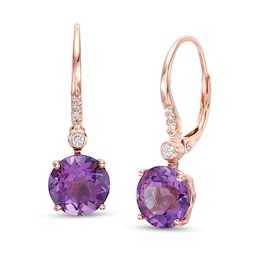 EFFY™ Collection Amethyst and 1/20 CT. T.W. Diamond Drop Earrings in 14K Rose Gold
