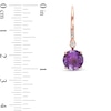 Thumbnail Image 1 of EFFY™ Collection Amethyst and 1/20 CT. T.W. Diamond Drop Earrings in 14K Rose Gold