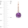 Thumbnail Image 2 of EFFY™ Collection Amethyst and 1/20 CT. T.W. Diamond Drop Earrings in 14K Rose Gold