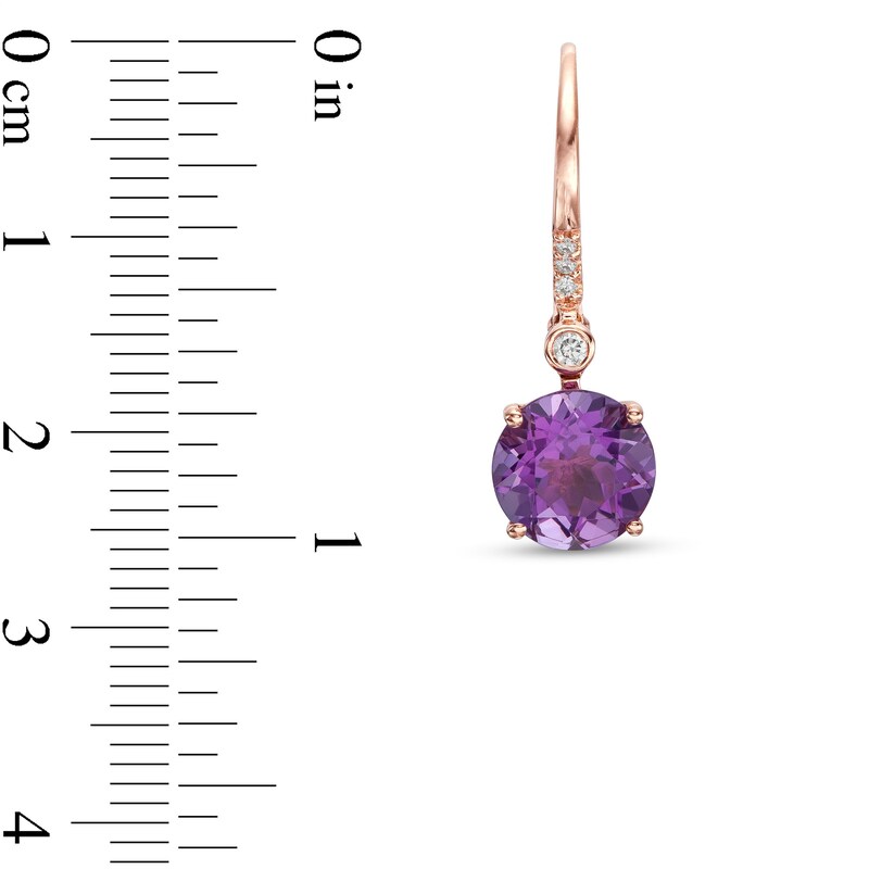 Main Image 2 of EFFY™ Collection Amethyst and 1/20 CT. T.W. Diamond Drop Earrings in 14K Rose Gold