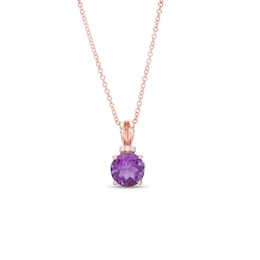 EFFY™ Collection 8.0mm Amethyst and Diamond Accent Pendant in 14K Rose Gold