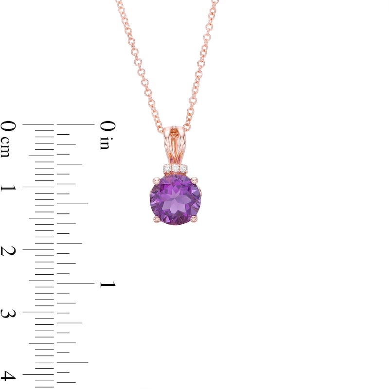 EFFY™ Collection 8.0mm Amethyst and Diamond Accent Pendant in 14K Rose Gold