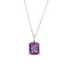 Thumbnail Image 1 of EFFY™ Collection Cushion-Cut Amethyst and Diamond Accent Pendant in 14K Rose Gold