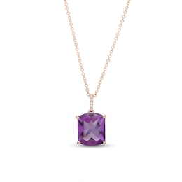EFFY™ Collection Cushion-Cut Amethyst and Diamond Accent Pendant in 14K Rose Gold