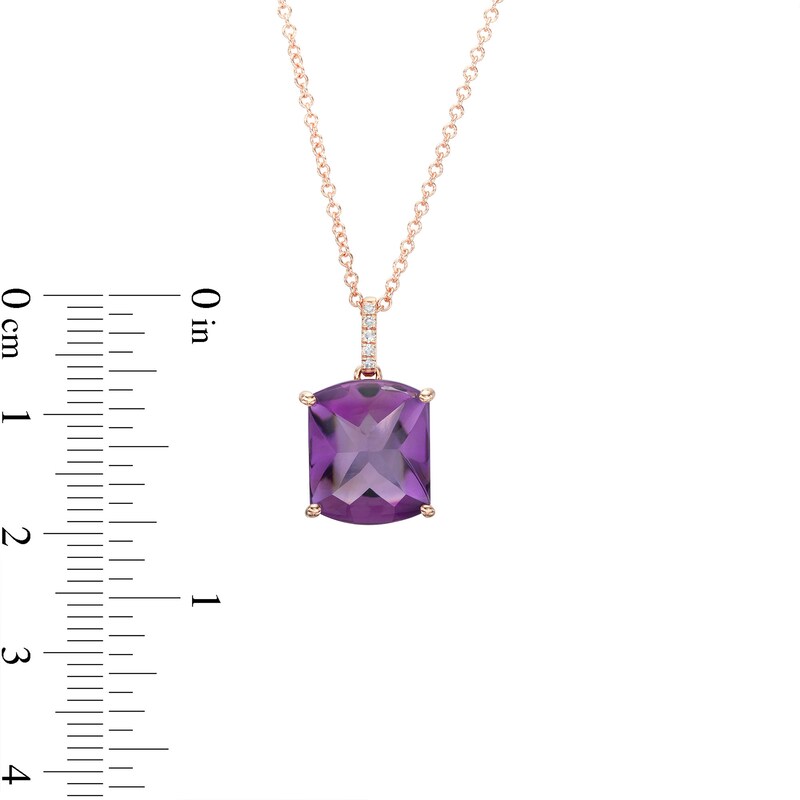 Main Image 2 of EFFY™ Collection Cushion-Cut Amethyst and Diamond Accent Pendant in 14K Rose Gold