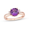 Thumbnail Image 1 of EFFY™ Collection 8.0mm Amethyst and 1/20 CT. T.W. Diamond Collar Split Shank Ring in 14K Rose Gold