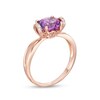 Thumbnail Image 2 of EFFY™ Collection 8.0mm Amethyst and 1/20 CT. T.W. Diamond Collar Split Shank Ring in 14K Rose Gold