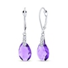 Thumbnail Image 0 of Pear-Shaped Faceted Amethyst and 1/20 CT. T.W. Diamond Rope Drop Earrings in 14K White Gold