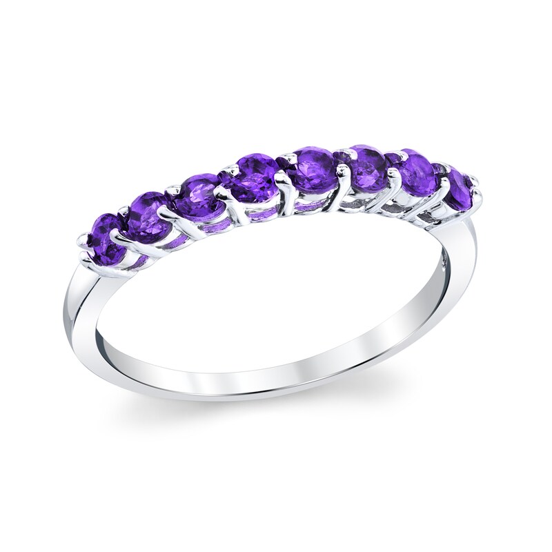 Main Image 1 of Amethyst Eight Stone Band in 14K White Gold