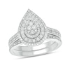 Thumbnail Image 1 of 3/8 CT. T.W. Pear-Shaped Multi-Diamond Triple Frame Bridal Set in Sterling Silver