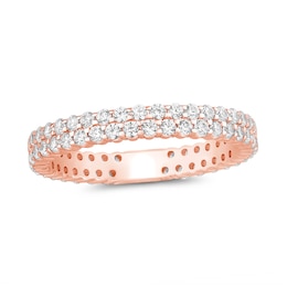 1 CT. T.W. Diamond Double Row Eternity Anniversary Band in 14K Rose Gold