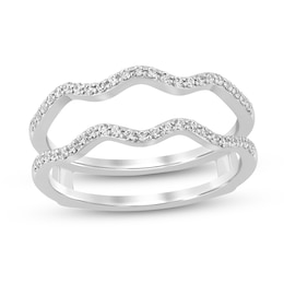1/5 CT. T.W. Diamond Wavy Solitaire Enhancer in 14K White Gold