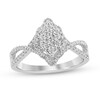 Thumbnail Image 1 of 1/2 CT. T.W. Marquise-Shaped Multi-Diamond Frame Twist Shank Engagement Ring in 14K White Gold (I/I2)