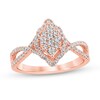 Thumbnail Image 1 of 1/2 CT. T.W. Marquise-Shaped Multi-Diamond Frame Twist Shank Engagement Ring in 14K Rose Gold (I/I2)