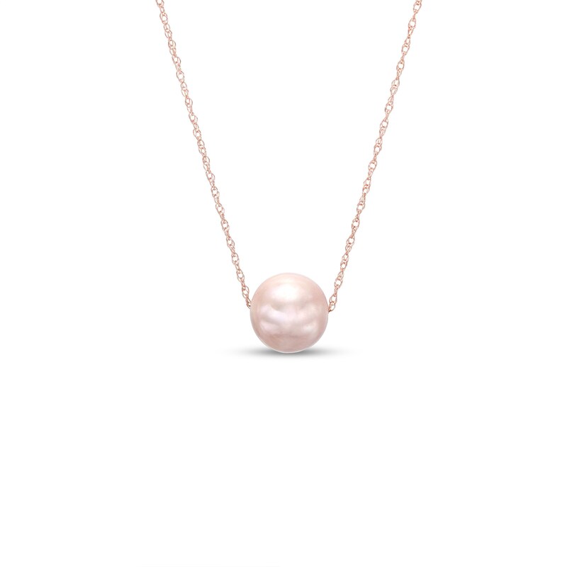 Main Image 1 of Pink Freshwater Cultured Pearl Necklace in 10K Rose Gold