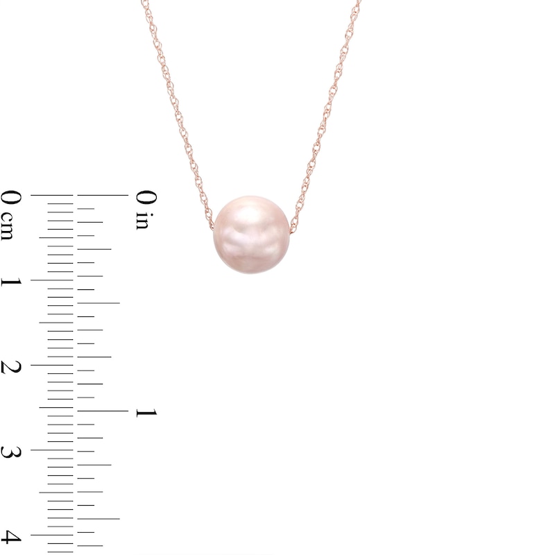 Main Image 2 of Pink Freshwater Cultured Pearl Necklace in 10K Rose Gold