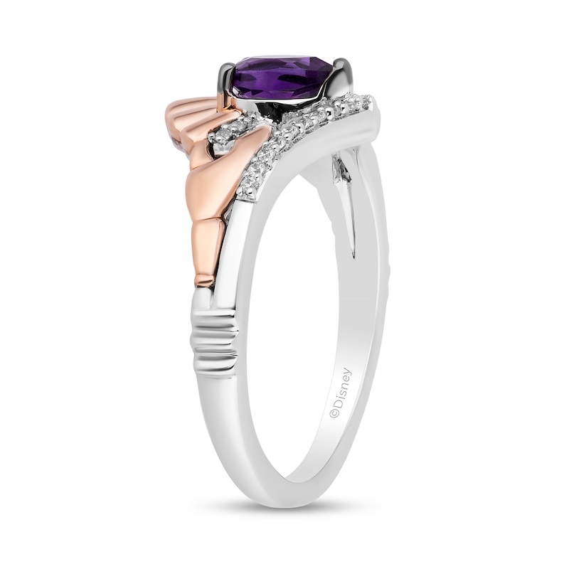 Main Image 2 of Enchanted Disney Ariel Amethyst and 1/15 CT. T.W. Diamond Seashell Ring in Sterling Silver and 10K Rose Gold