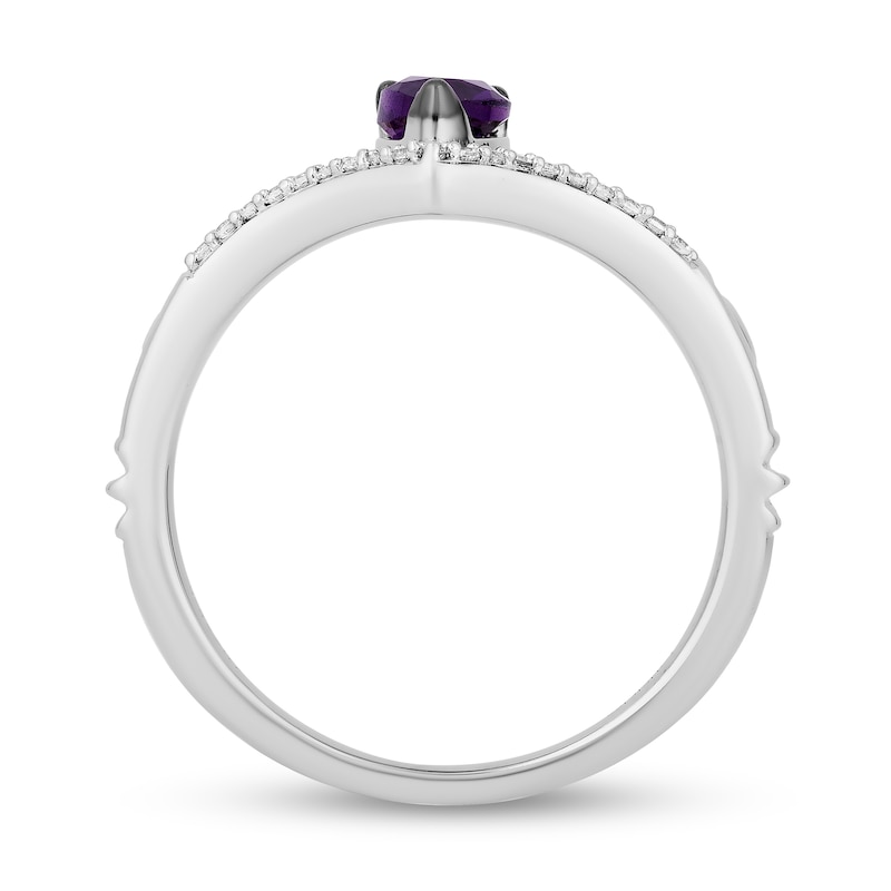 Main Image 3 of Enchanted Disney Ariel Amethyst and 1/15 CT. T.W. Diamond Seashell Ring in Sterling Silver and 10K Rose Gold