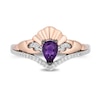 Thumbnail Image 4 of Enchanted Disney Ariel Amethyst and 1/15 CT. T.W. Diamond Seashell Ring in Sterling Silver and 10K Rose Gold