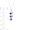Thumbnail Image 2 of Mother's 5.0mm Heart-Shaped Simulated Gemstone Stacked Engravable Ribbon Pendant in Sterling Silver (3 Stones and Lines)