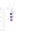 Thumbnail Image 3 of Mother's 5.0mm Heart-Shaped Simulated Gemstone Stacked Engravable Ribbon Pendant in Sterling Silver (3 Stones and Lines)