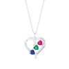Thumbnail Image 0 of Mother's 5.0mm Simulated Gemstone and White Lab-Created Sapphire Heart Pendant in Sterling Silver (3 Stones and 1 Line)