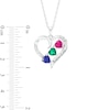 Thumbnail Image 2 of Mother's 5.0mm Simulated Gemstone and White Lab-Created Sapphire Heart Pendant in Sterling Silver (3 Stones and 1 Line)