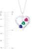 Thumbnail Image 3 of Mother's 5.0mm Simulated Gemstone and White Lab-Created Sapphire Heart Pendant in Sterling Silver (3 Stones and 1 Line)