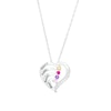 Thumbnail Image 0 of Mother's Simulated Gemstone and White Lab-Created Sapphire Heart Pendant in Sterling Silver (4 Stones and Names)