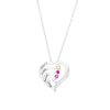 Thumbnail Image 1 of Mother's Simulated Gemstone and White Lab-Created Sapphire Heart Pendant in Sterling Silver (4 Stones and Names)