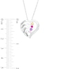 Thumbnail Image 2 of Mother's Simulated Gemstone and White Lab-Created Sapphire Heart Pendant in Sterling Silver (4 Stones and Names)