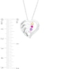 Thumbnail Image 3 of Mother's Simulated Gemstone and White Lab-Created Sapphire Heart Pendant in Sterling Silver (4 Stones and Names)
