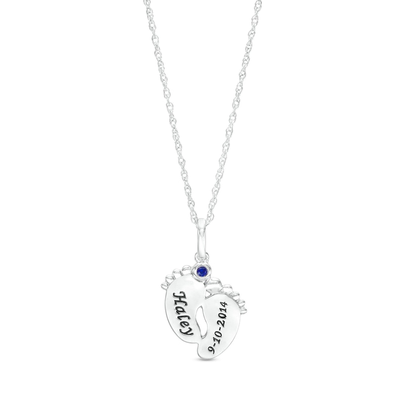 Mother's Simulated Gemstone Engravable Baby Feet Pendant in Sterling ...