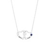 Thumbnail Image 1 of Couple's 3.0mm Simulated Gemstone Engravable Interlocking Hearts Necklace in Sterling Silver (2 Stones and Lines)