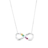 Thumbnail Image 1 of Couple's Simulated Gemstone Engravable Infinity Loop Necklace in Sterling Silver (5 Stones and 2 Lines)