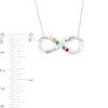 Thumbnail Image 3 of Couple's Simulated Gemstone Engravable Infinity Loop Necklace in Sterling Silver (5 Stones and 2 Lines)