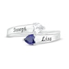 Thumbnail Image 4 of Couple's 4.0mm Heart-Shaped Simulated Gemstone Engravable Bypass Ring in Sterling Silver (2 Stones and 3 Lines)