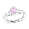 Thumbnail Image 1 of 5.0mm Heart-Shaped Simulated Gemstone Engravable Claddagh Ring in Sterling Silver (1 Stone and 1 Line)
