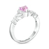 Thumbnail Image 3 of 5.0mm Heart-Shaped Simulated Gemstone Engravable Claddagh Ring in Sterling Silver (1 Stone and 1 Line)