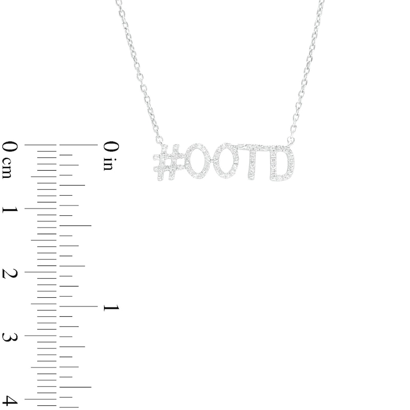 Main Image 3 of Love Talks 1/8 CT. T.W. Diamond Hashtag "#OOTD" Necklace in Sterling Silver