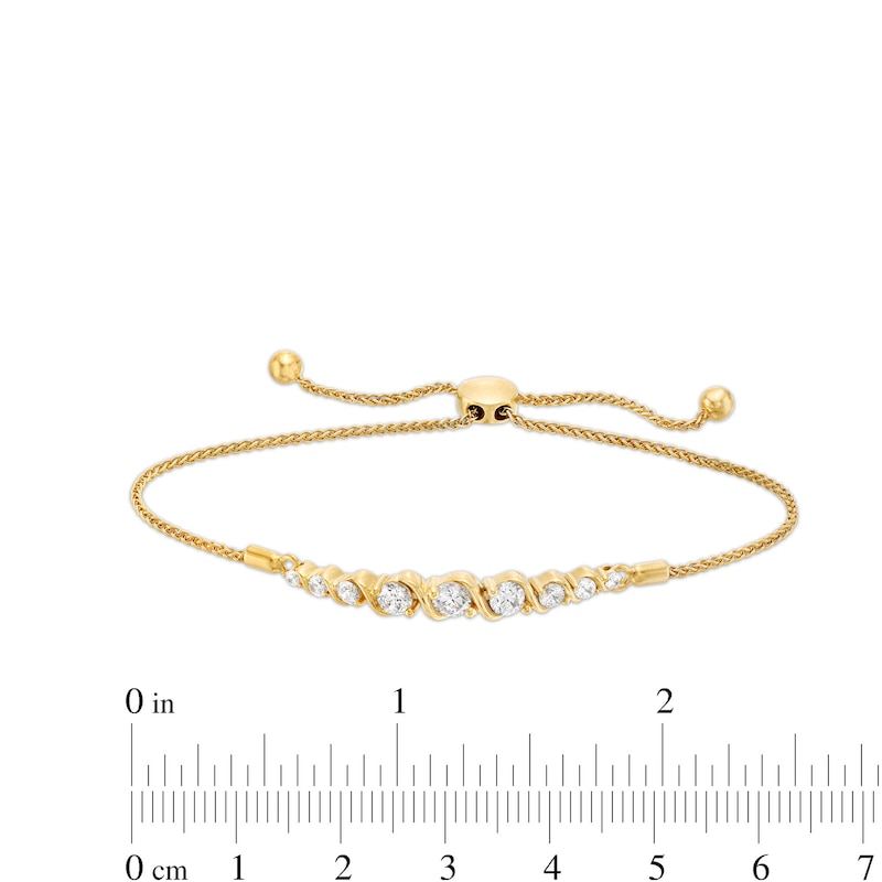 Main Image 3 of Marilyn Monroe™ Collection 1 CT. T.W. Journey Diamond Cascading Bolo Bracelet in 10K Gold - 9.0"
