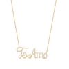 Thumbnail Image 1 of Love Talks 1/6 CT. T.W. Diamond "Te Amo" Cursive Script with Heart Necklace in 10K Gold
