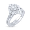 Thumbnail Image 3 of 1 CT. T.W. Oval-Shaped Multi-Diamond Double Frame Ornate Bridal Set in 14K White Gold