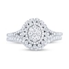 Thumbnail Image 4 of 5/8 CT. T.W. Oval-Shaped Multi-Diamond Double Frame Split Shank Bridal Set in 14K White Gold