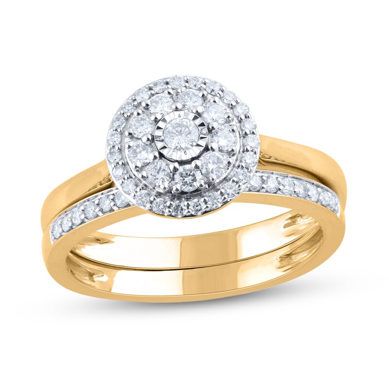 1/2 CT. T.W. Diamond Double Frame Bridal Set in 14K Gold