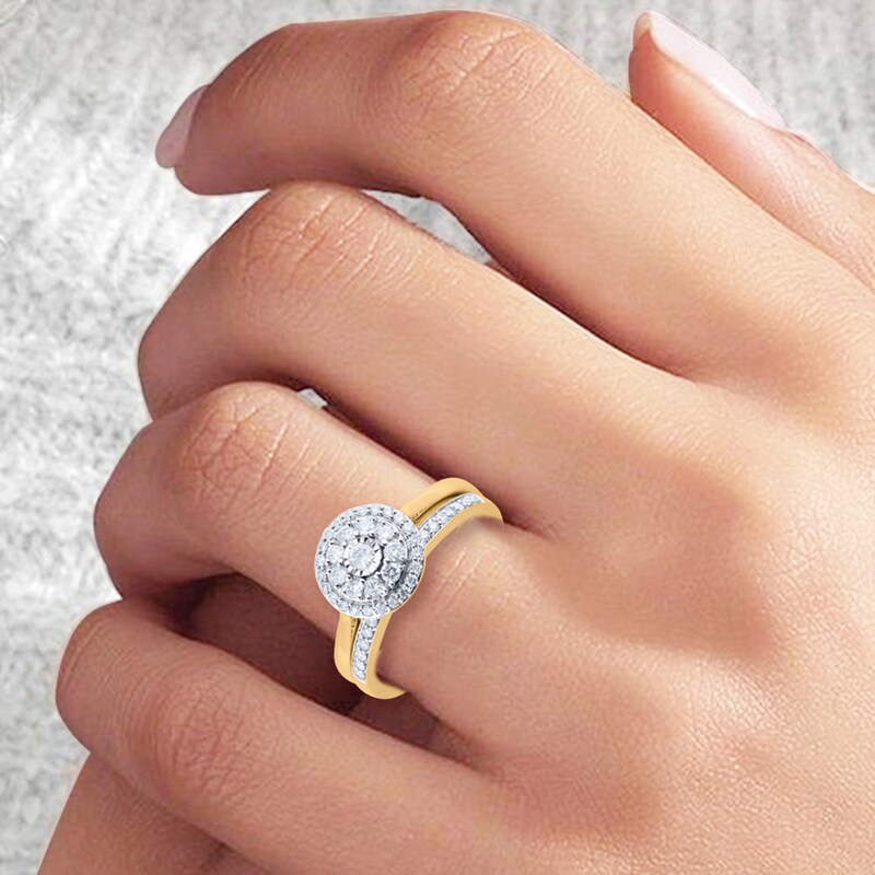 1/2 CT. T.W. Diamond Double Frame Bridal Set in 14K Gold
