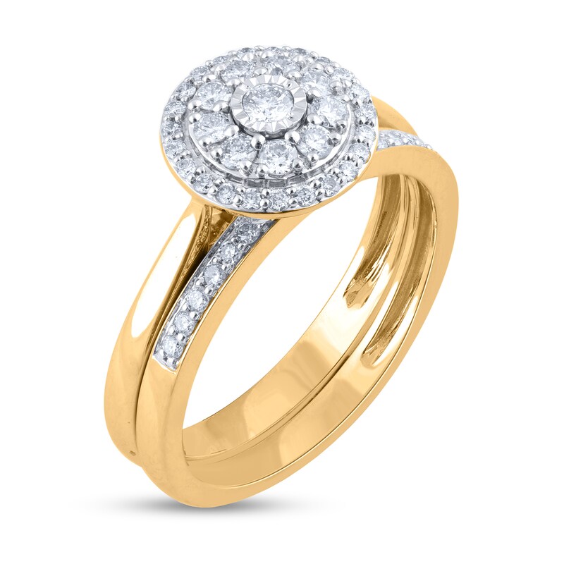 1/2 CT. T.W. Diamond Double Frame Bridal Set in 14K Gold