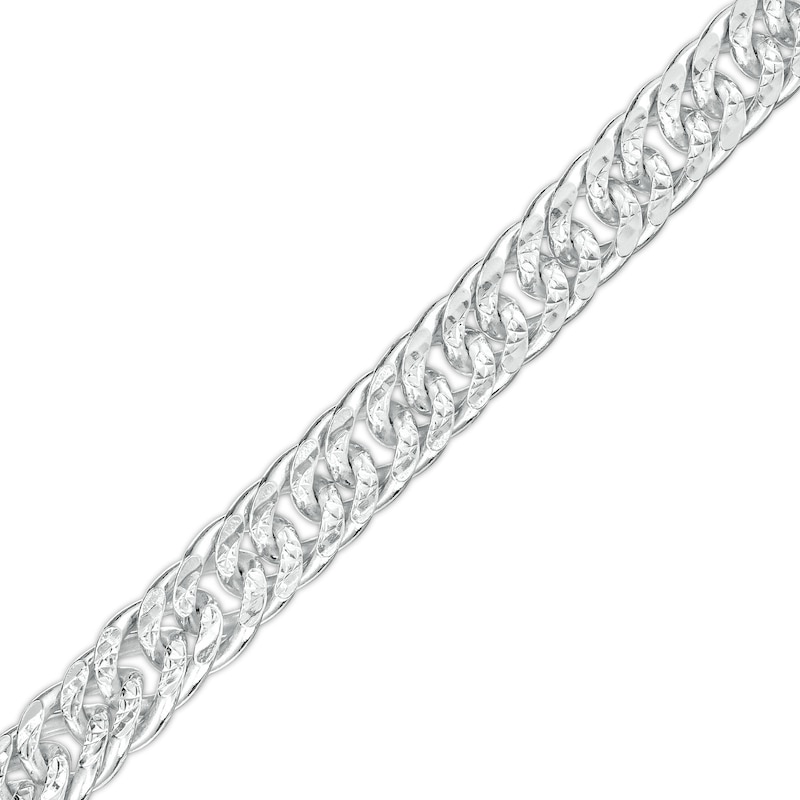 Men's 6.9mm Diamond-Cut Solid Curb Chain Bracelet in Sterling Silver - 8.5"