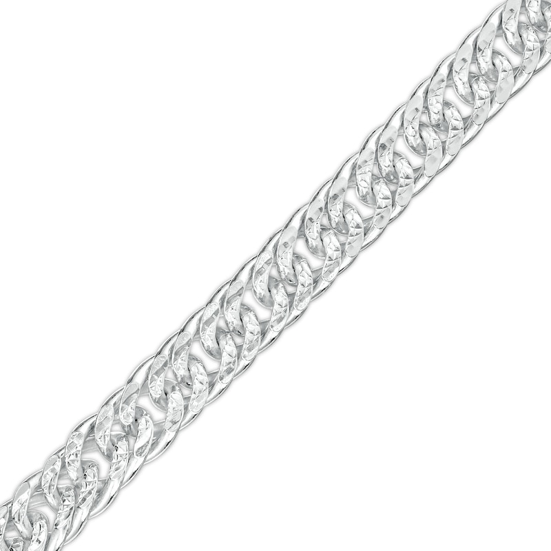 Main Image 1 of Men's 6.9mm Diamond-Cut Curb Chain Bracelet in Solid Sterling Silver  - 8.5"